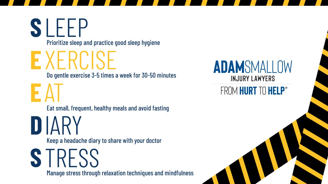 Infographic showing SEEDS framework: Migraines and Driving